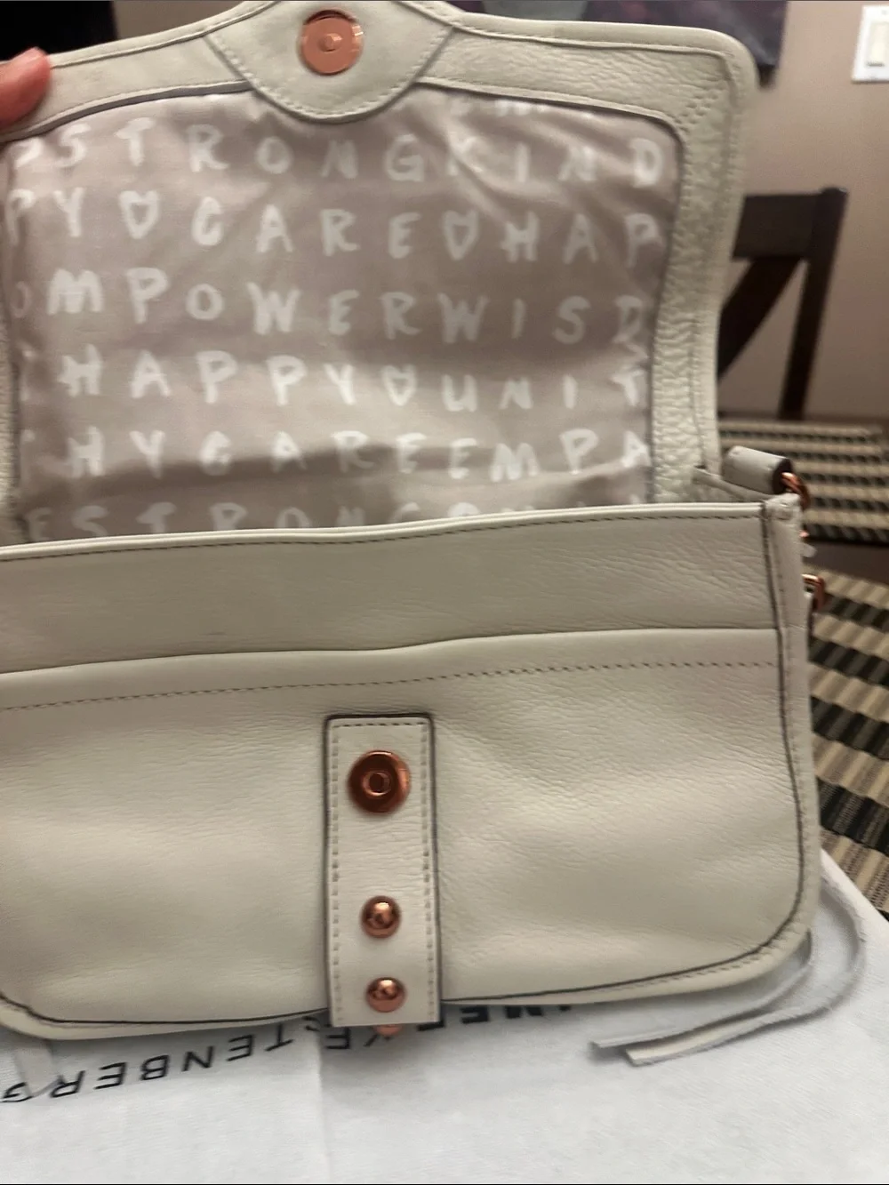 Aimee Kestenberg Cream Great Escape Crossbody Bag with Rose Gold Accents
